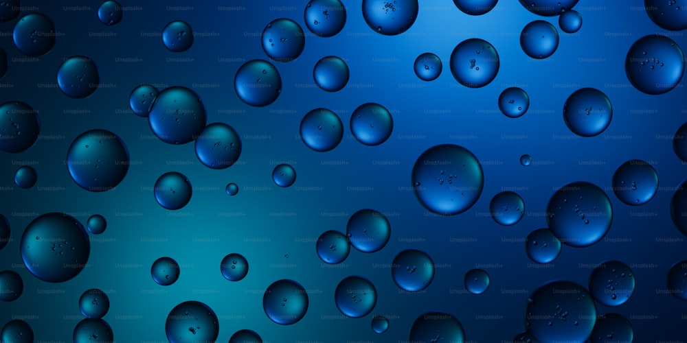 un fondo azul con gotas de agua