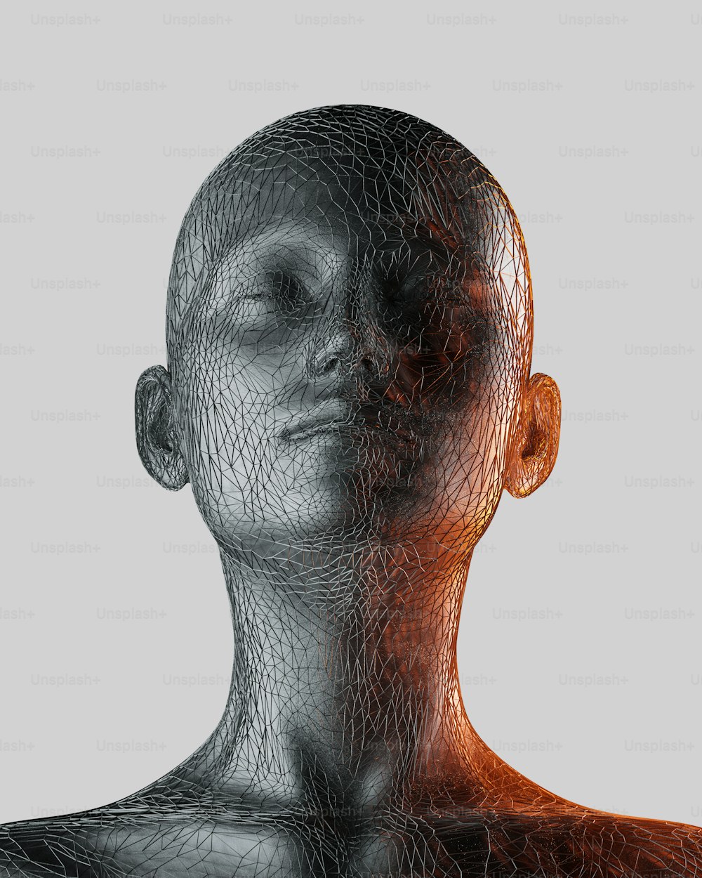 Uma imagem 3D da cabeça e pescoço de um homem