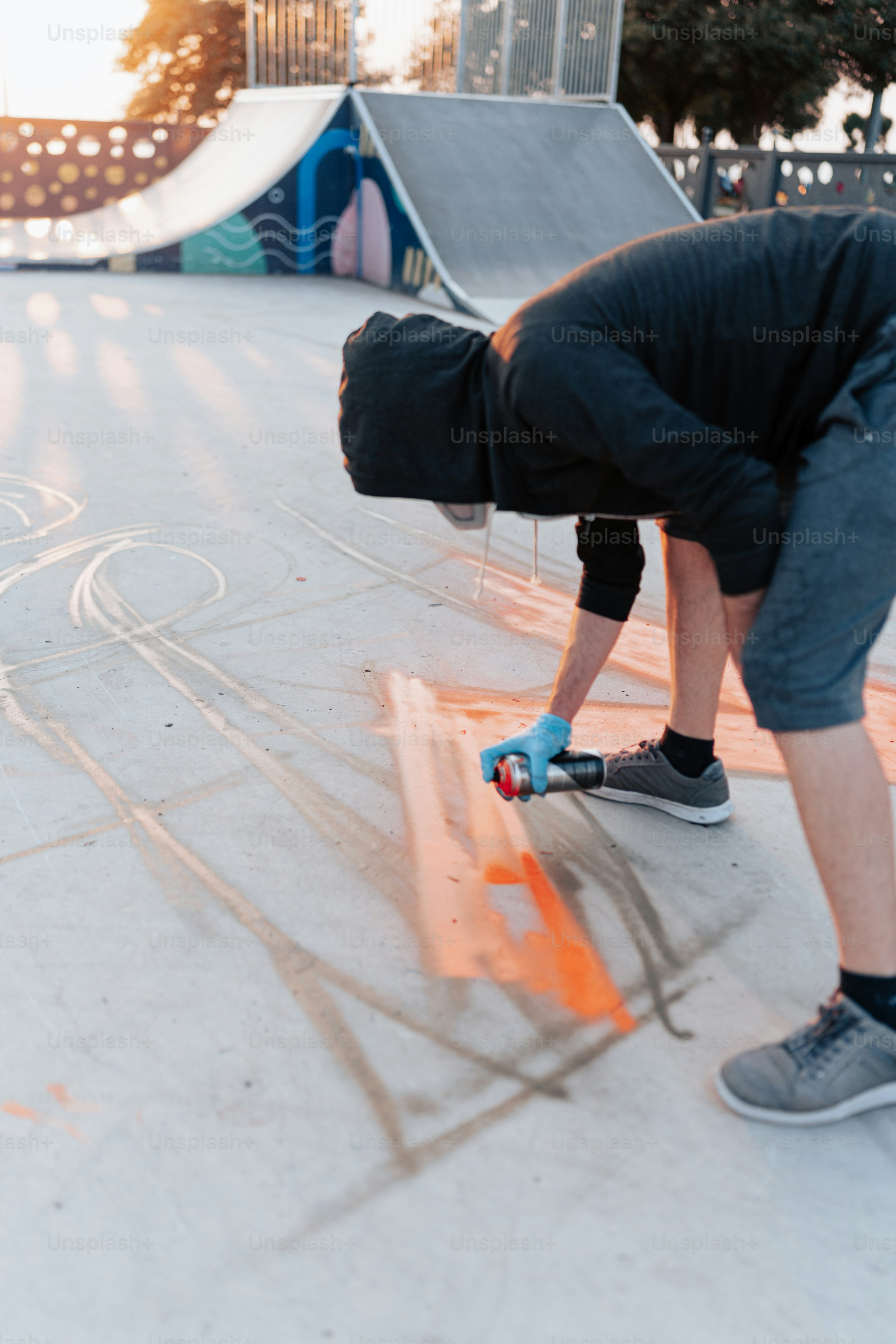a man on a skateboard doing a trick