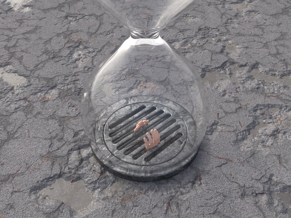 une grille métallique posée sur un sol sale