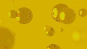a yellow background with many bubbles of water