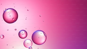 Eine Gruppe von Blasen, die auf einem rosa und violetten Hintergrund schweben