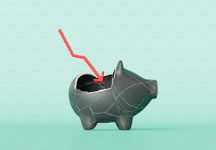 a piggy bank with a red arrow sticking out of it