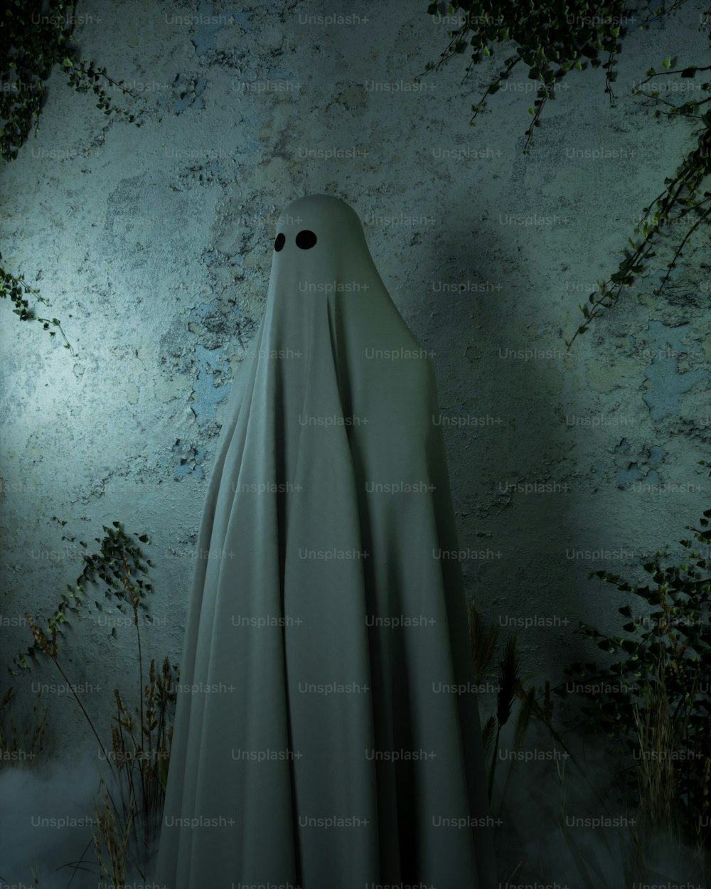 a ghost is standing in front of a wall