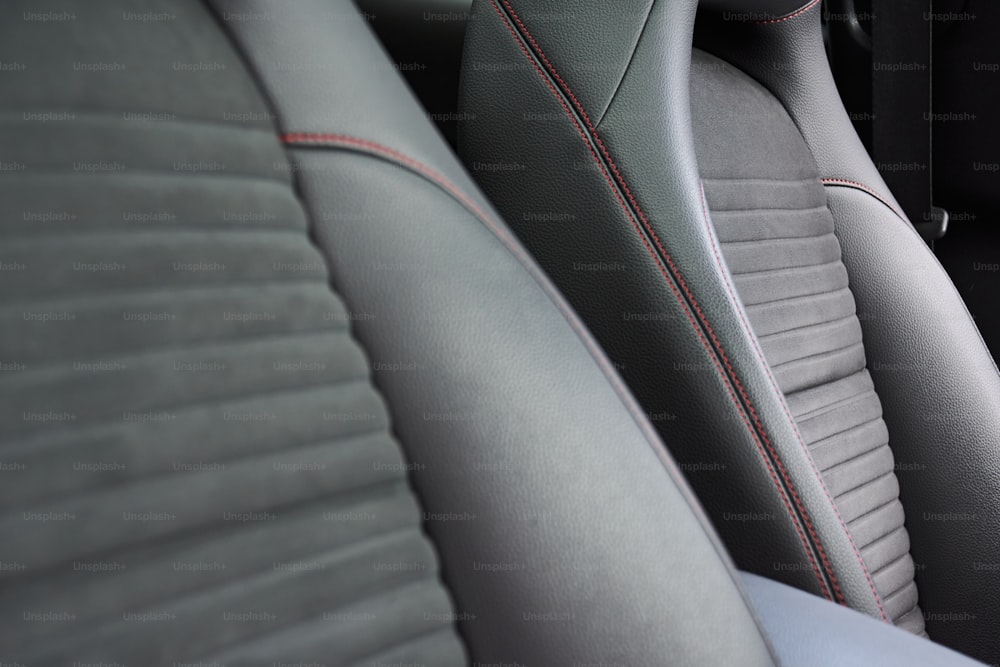 a close up of the seats in a car