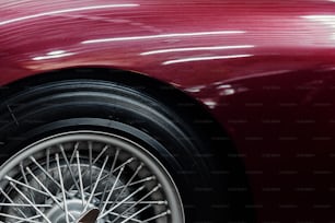 a close up of a wheel on a car