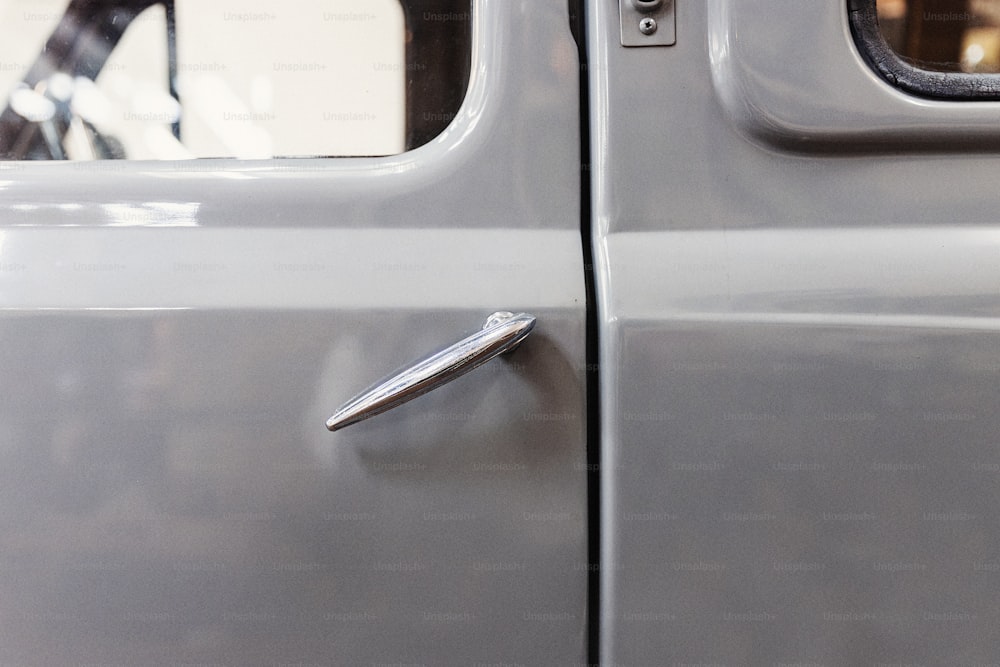 a close up of a door handle on a vehicle