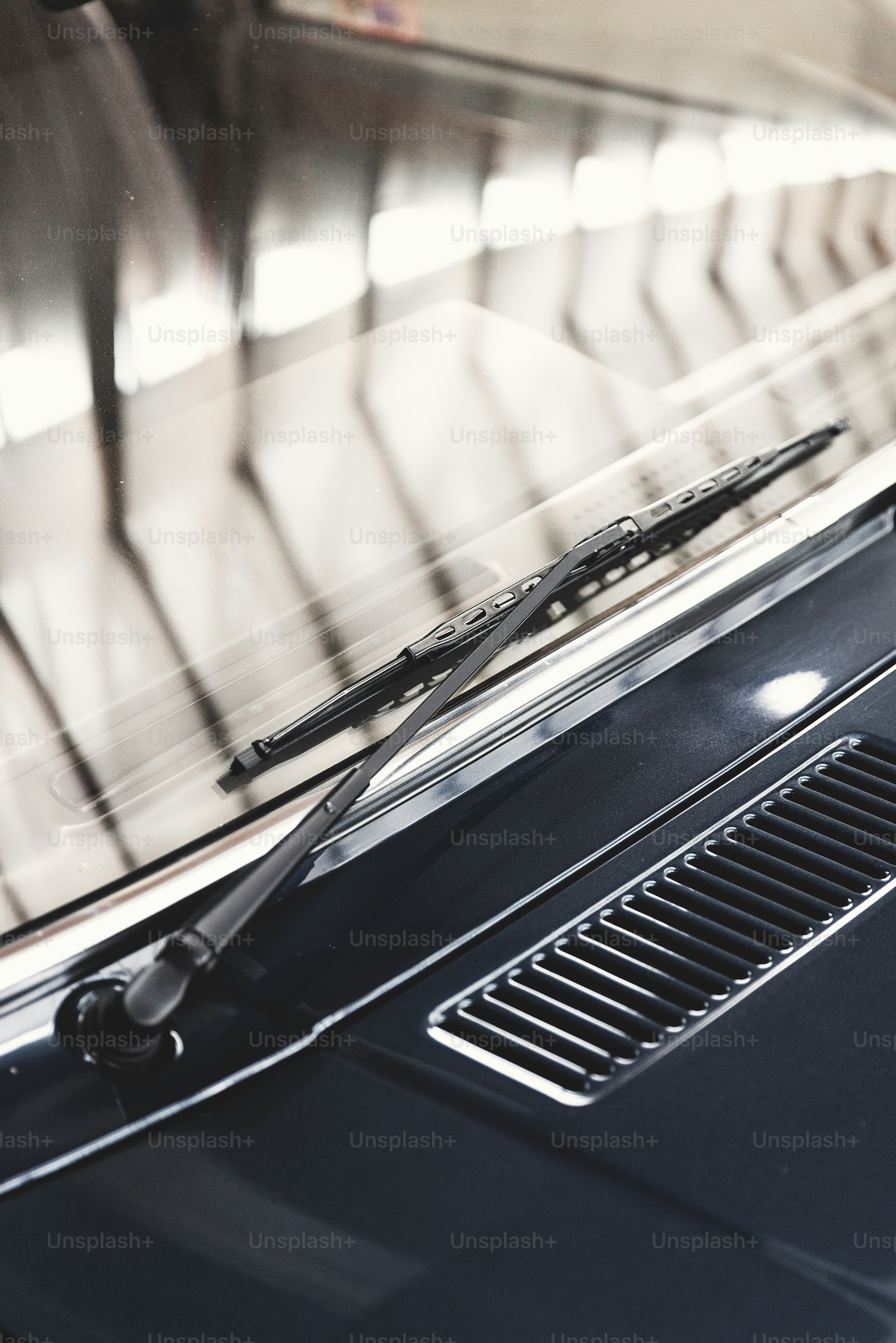 a close up of the hood of a car