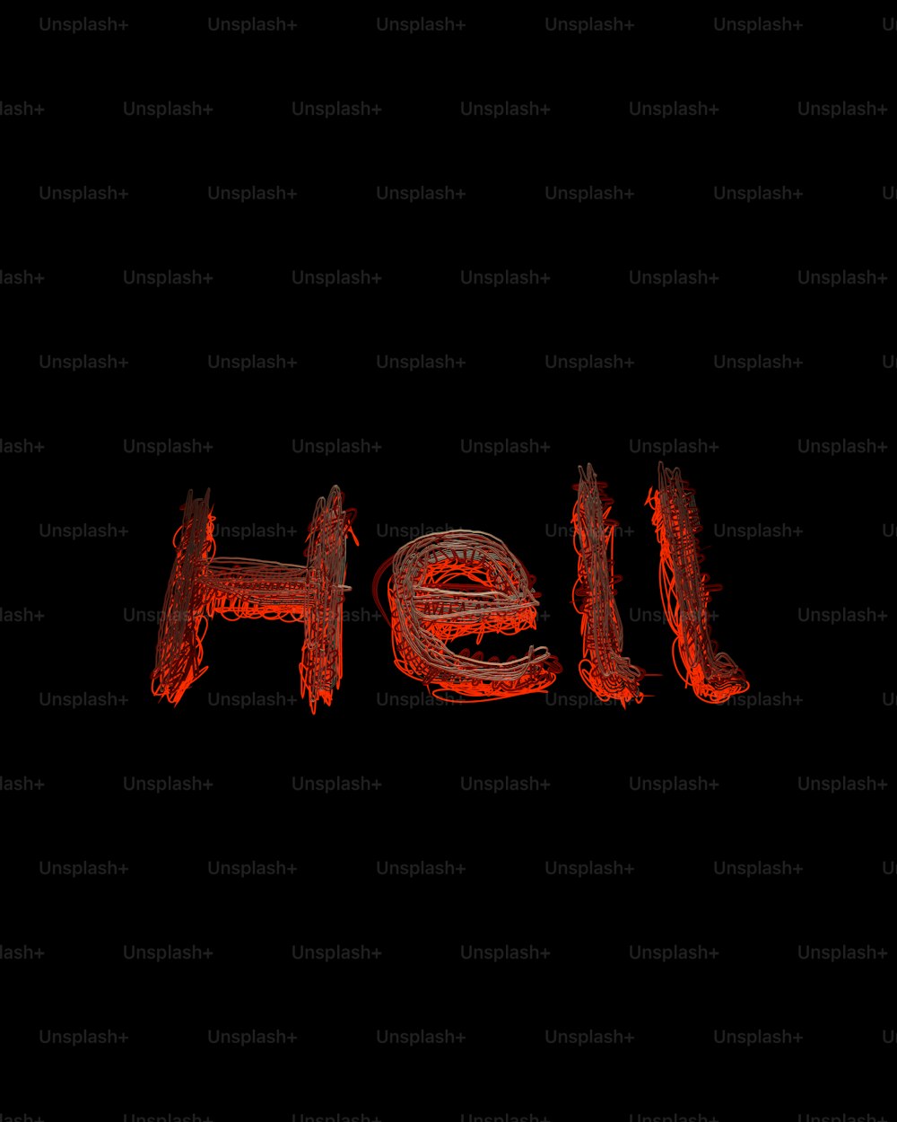 黒い背景に赤いインクで書かれた地獄という言葉