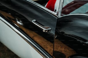 a close up of a door handle on a car