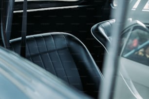 the interior of a car with the door open