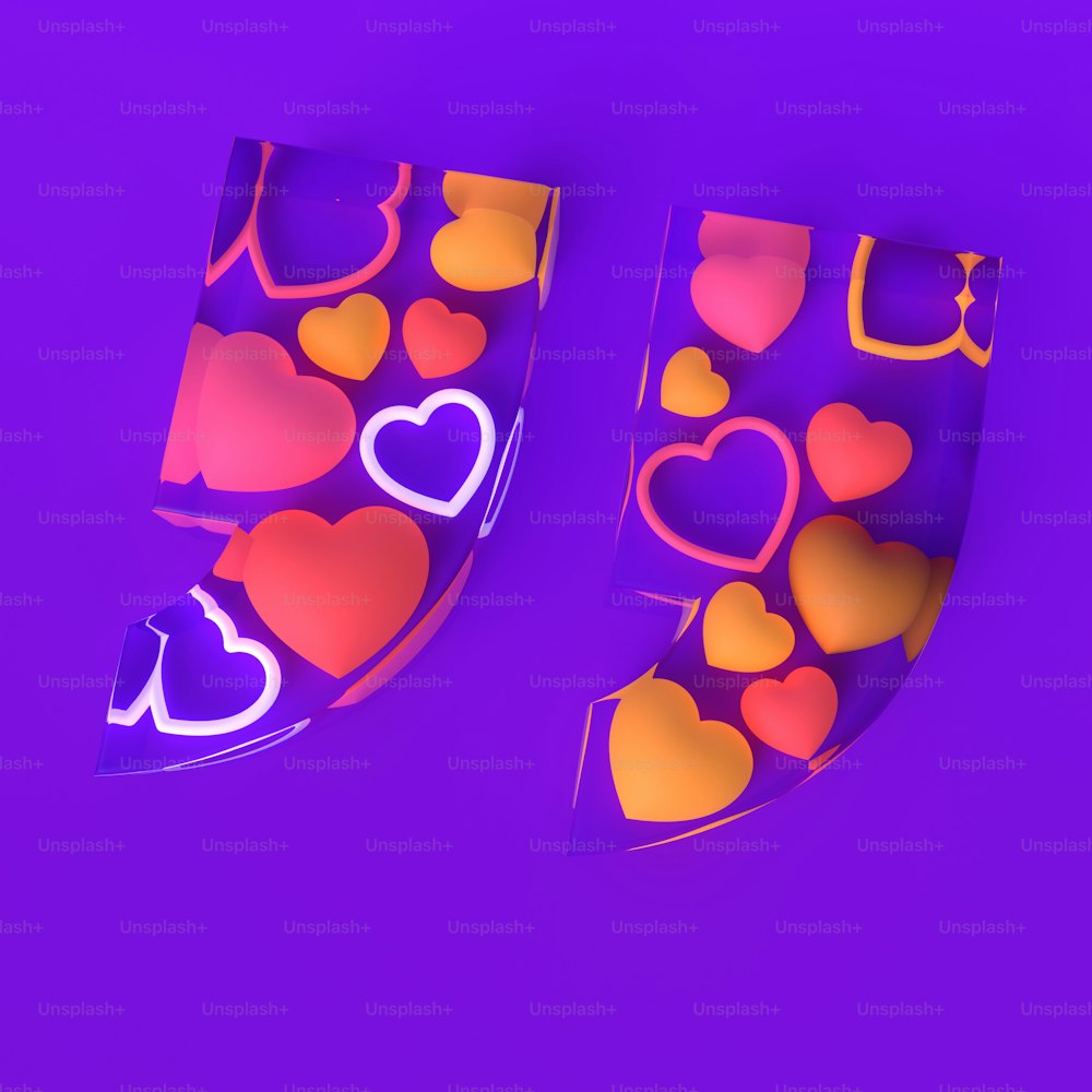 a purple background with hearts on it