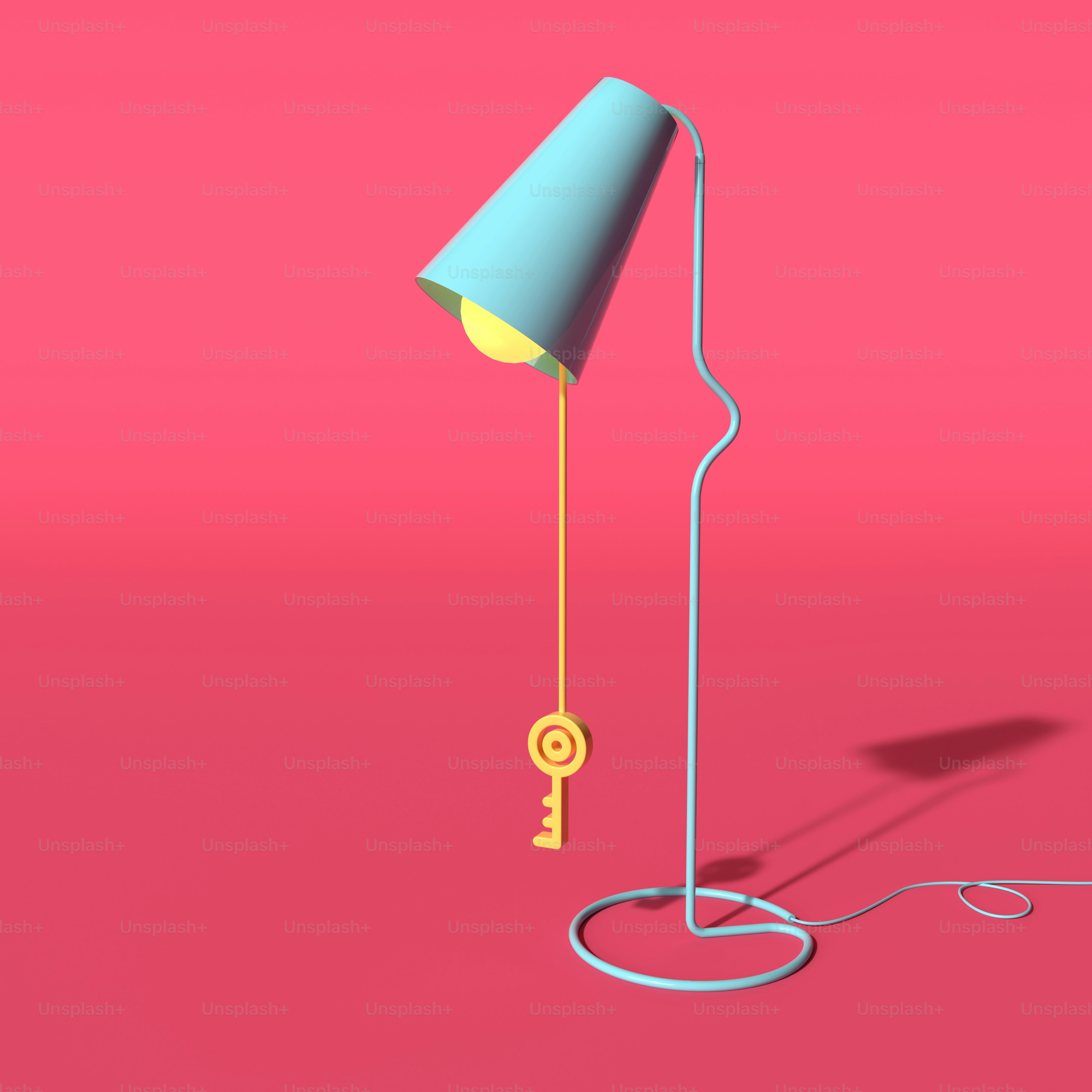 una lámpara que está sobre una superficie rosada