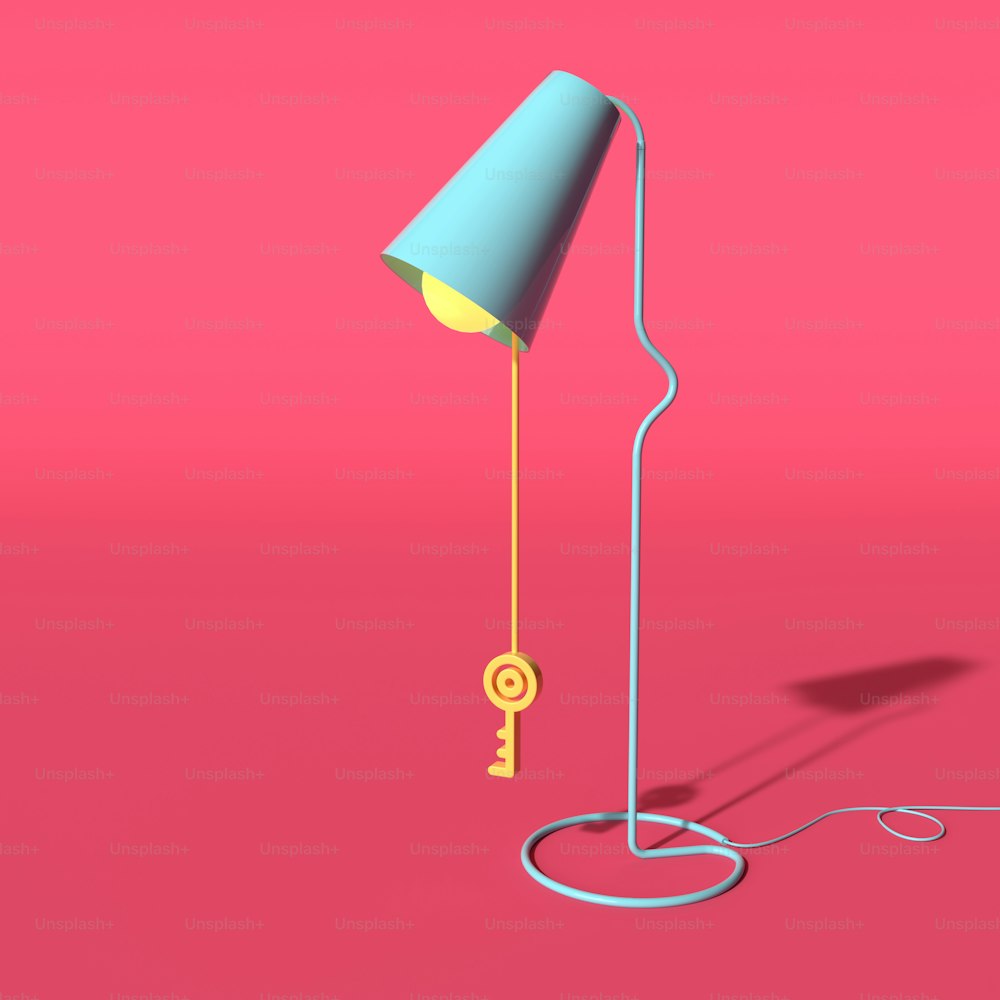 eine Lampe, die sich auf einer rosafarbenen Oberfläche befindet