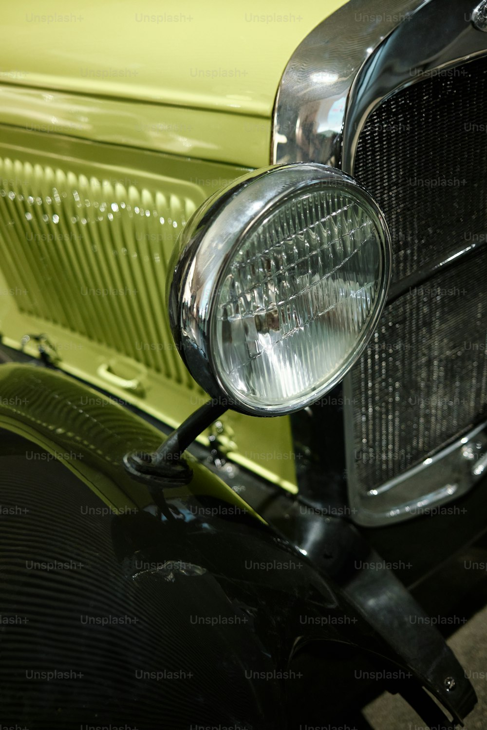 a close up of the front end of a car