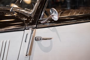 a close up of a door handle on a car