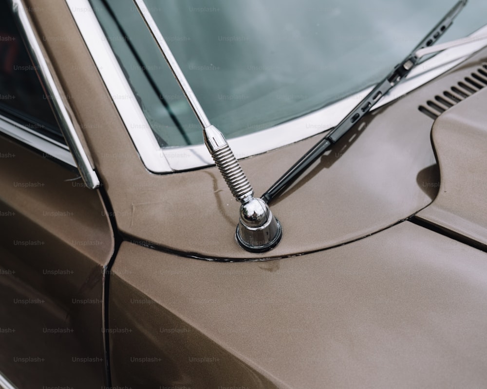 a close up of a car door handle on a car