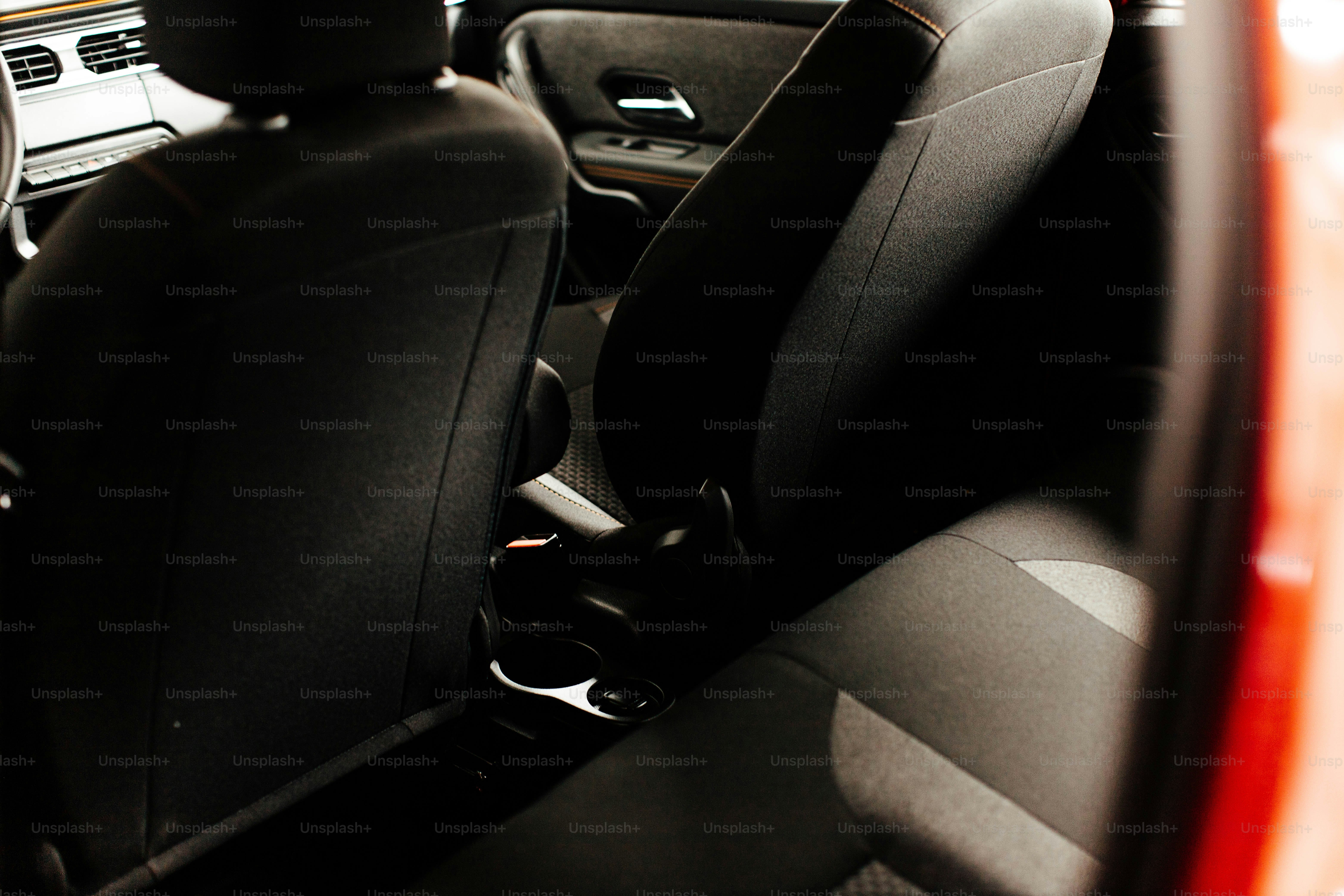 the interior of a car with a steering wheel