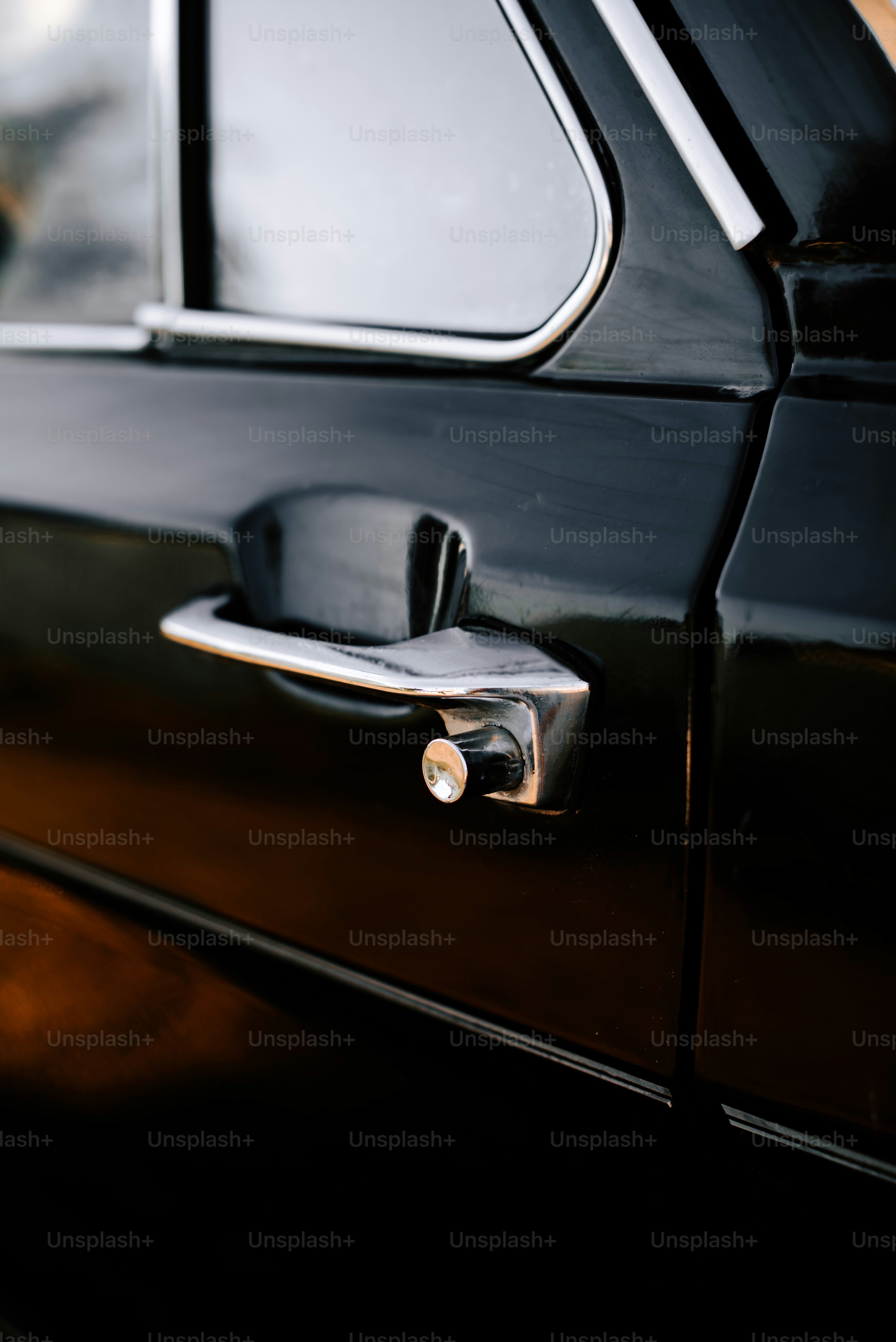 a close up of a door handle on a car