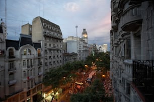 a view of a city street from a high building