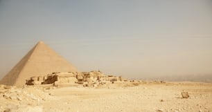 Egyptian pyramids on an arid landscape