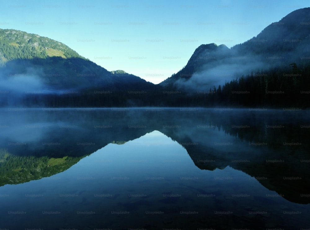 Reflection of mountains on surface of lake, September 2003