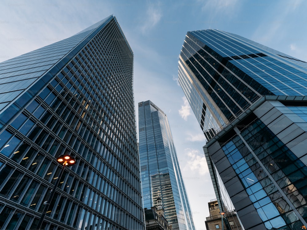 Blick auf die Wolkenkratzer im Finanzviertel. London. Vereinigtes Königreich