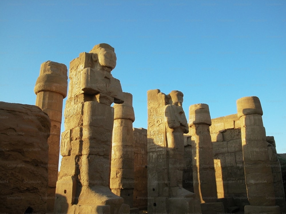 a group of large statues sitting next to each other