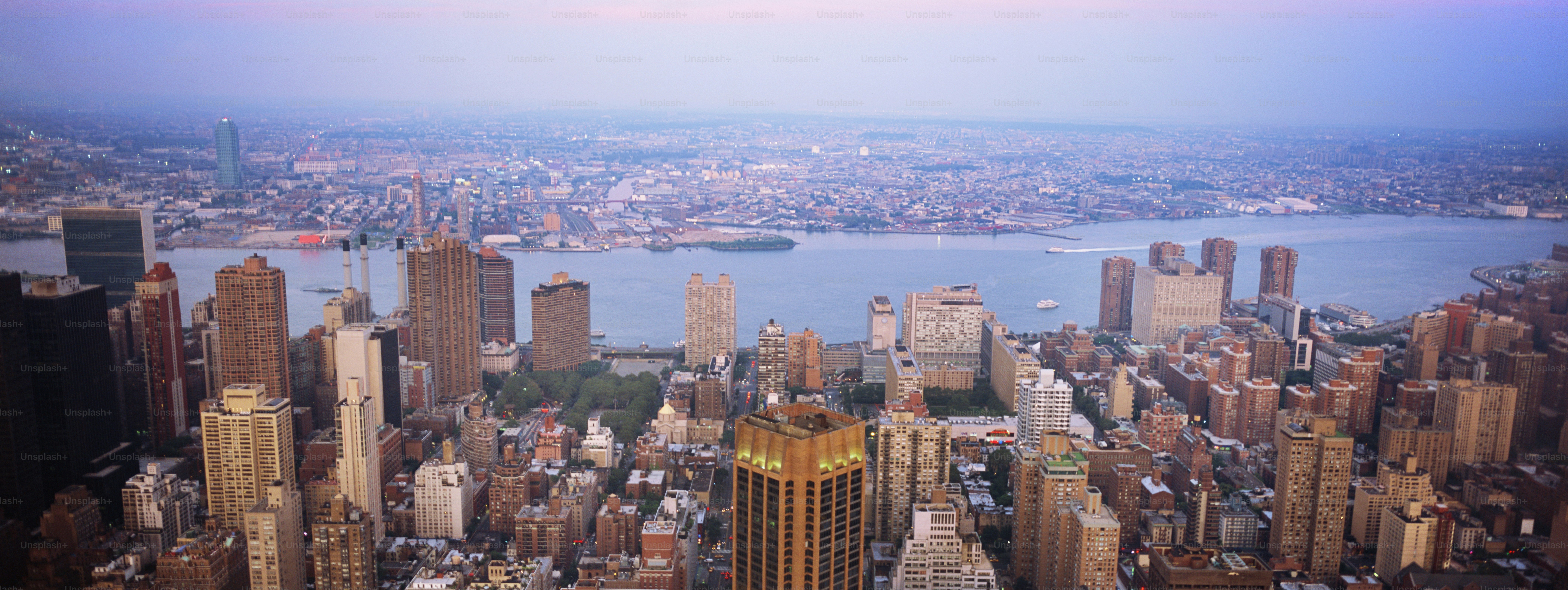 a view of a city from the top of a building