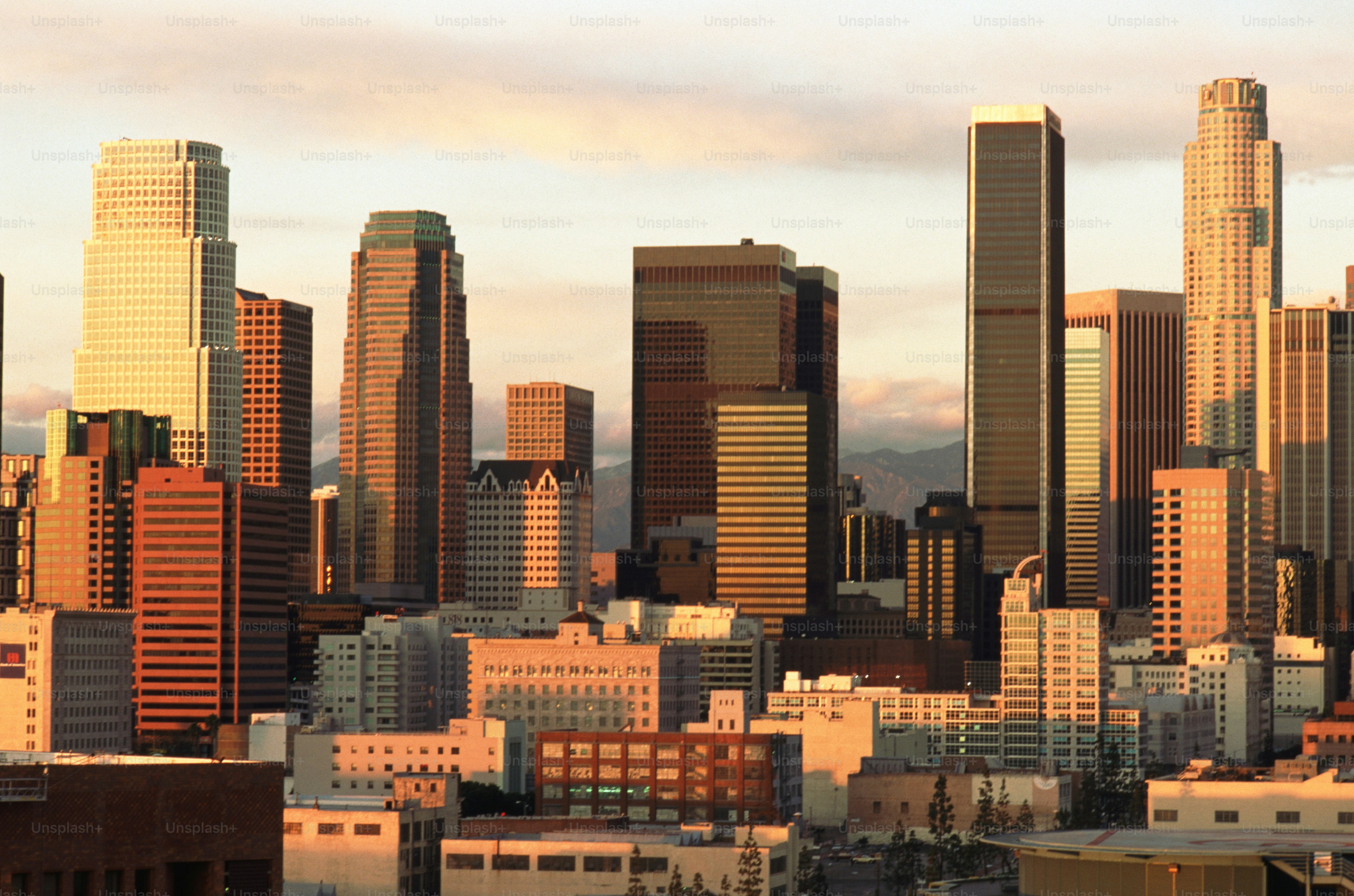 a view of a city with tall buildings
