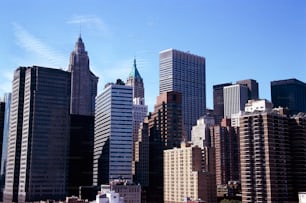 a view of a city with tall buildings