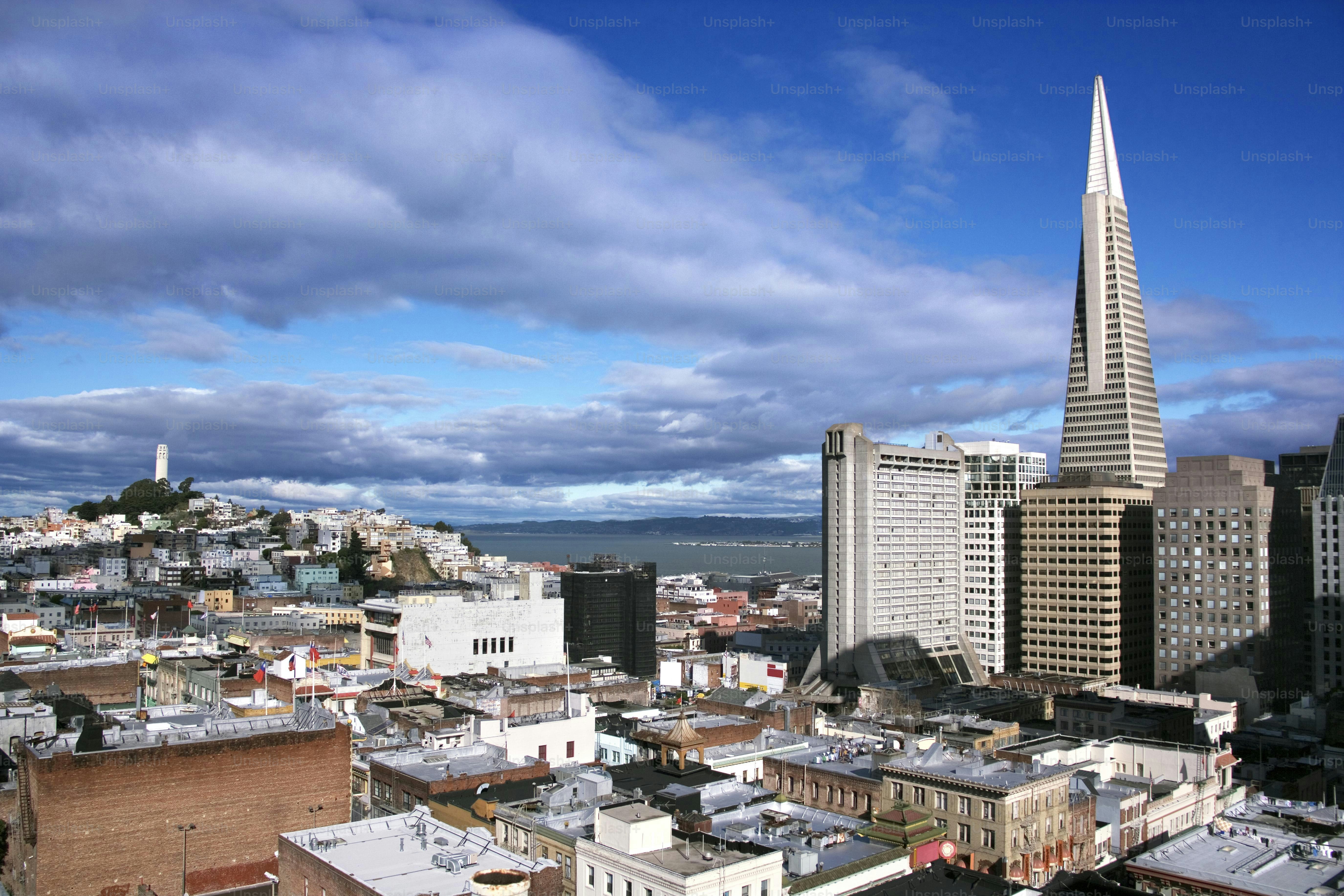 a view of a city with tall buildings