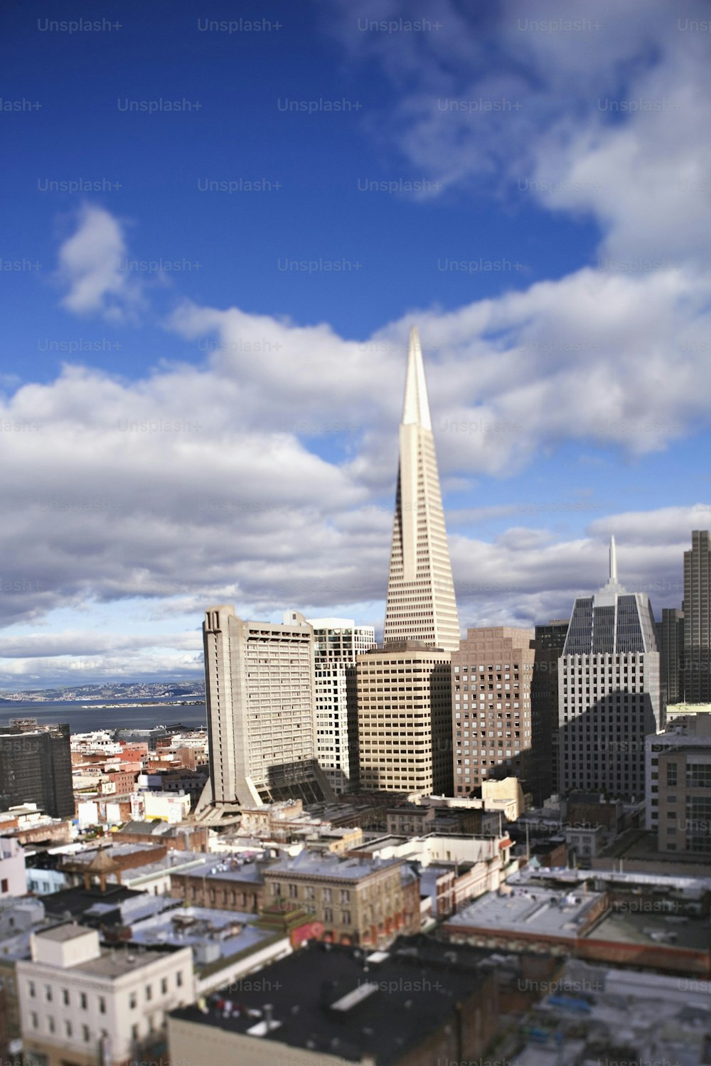 a view of a city with tall buildings