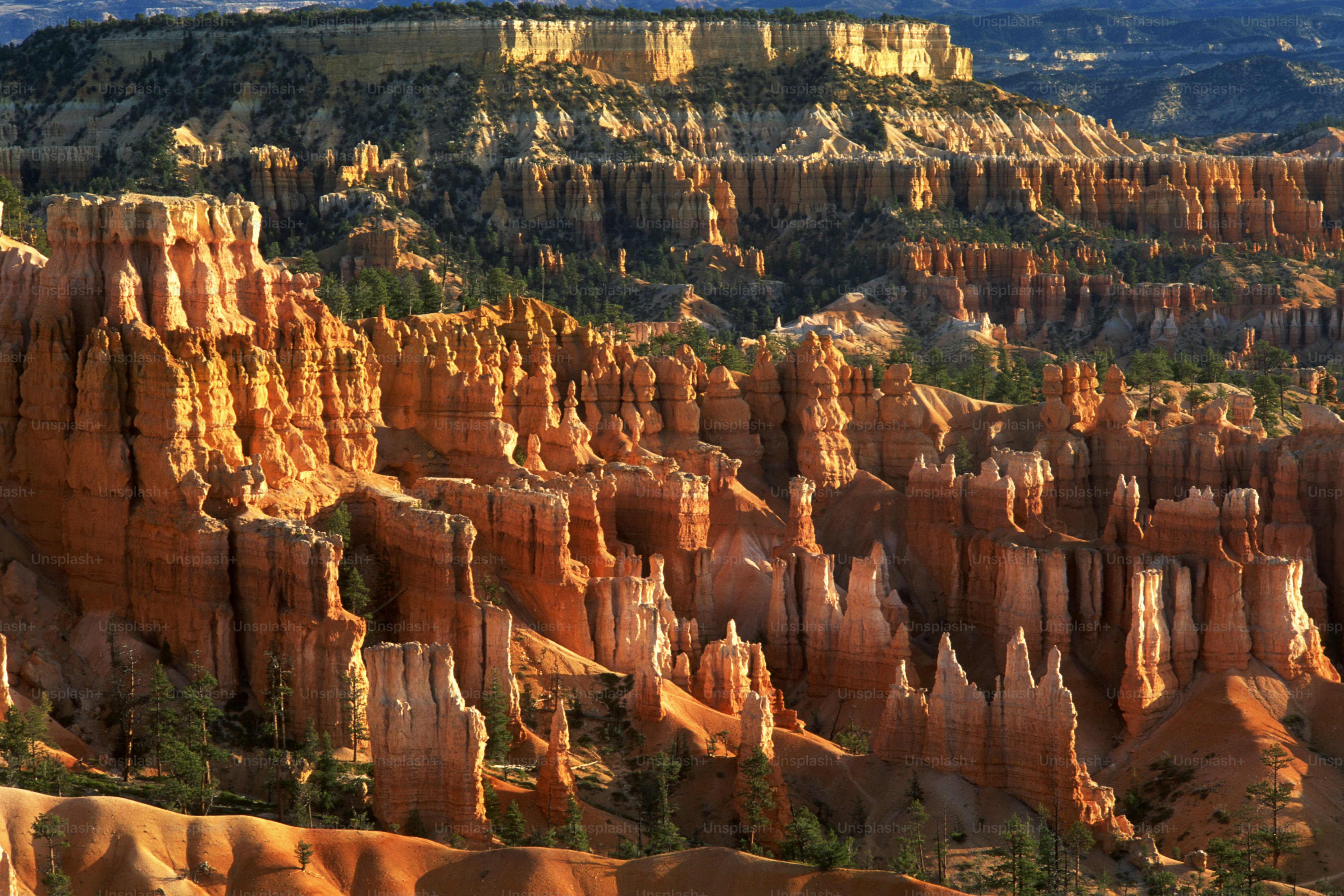 Uma vista panorâmica dos hoodoos de um cânion