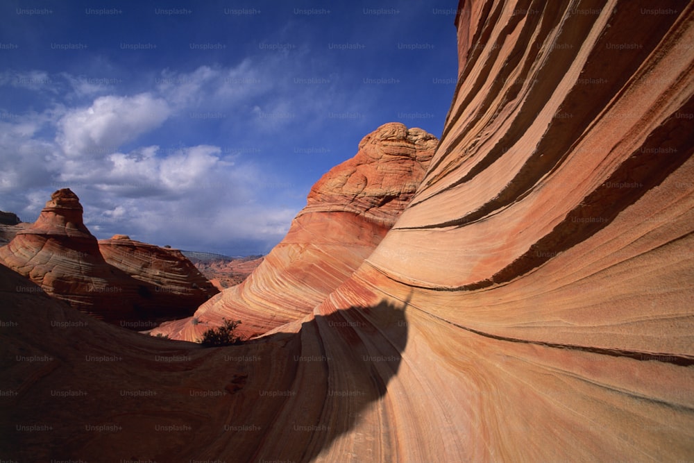 a view of a rock formation in the desert