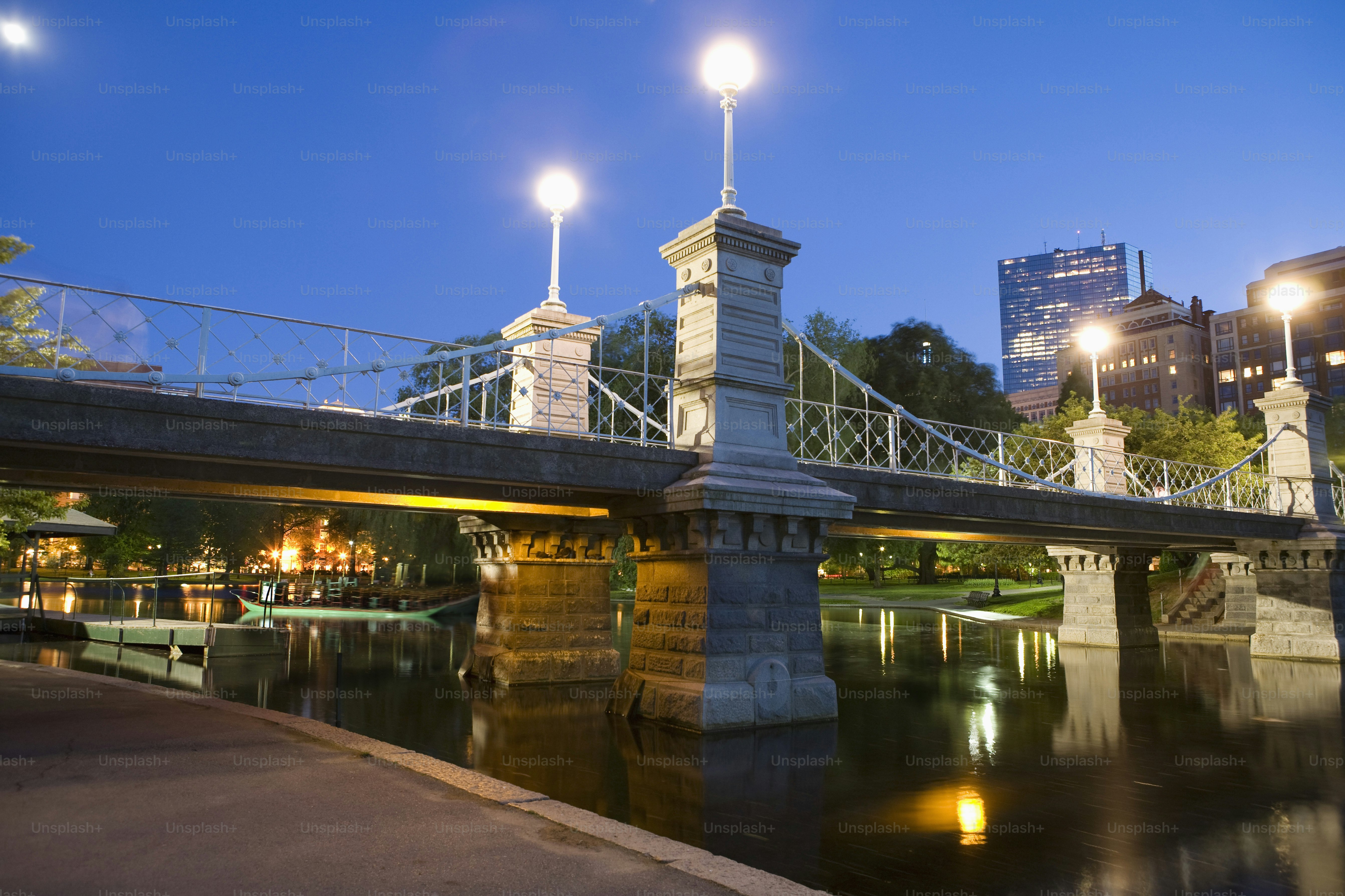 a bridge over a body of water at night