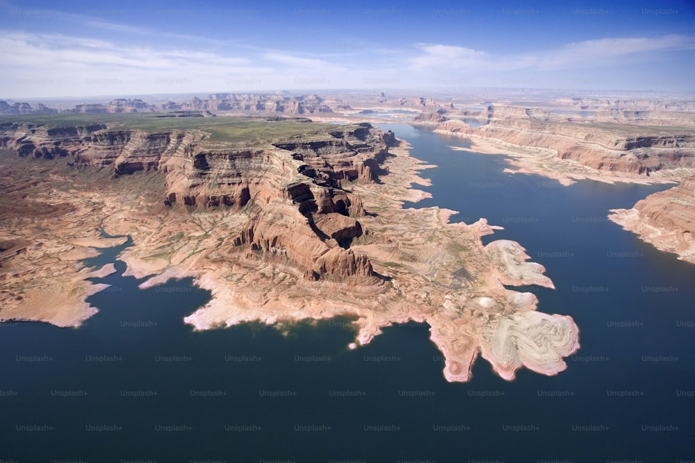 a large body of water surrounded by mountains