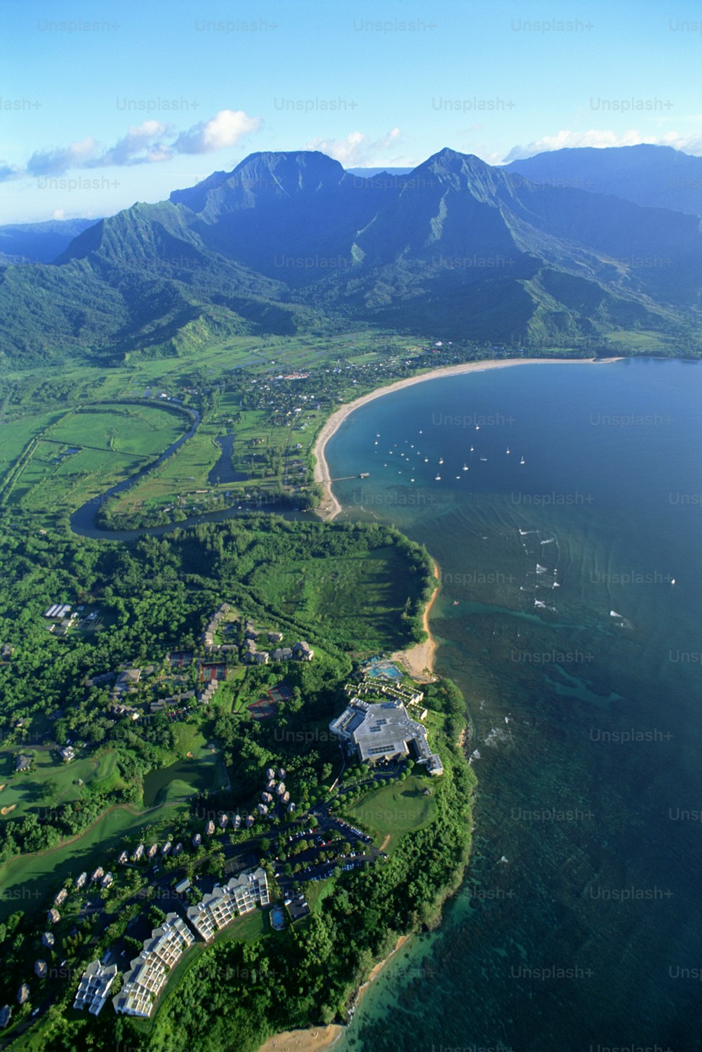 an aerial view of a large body of water