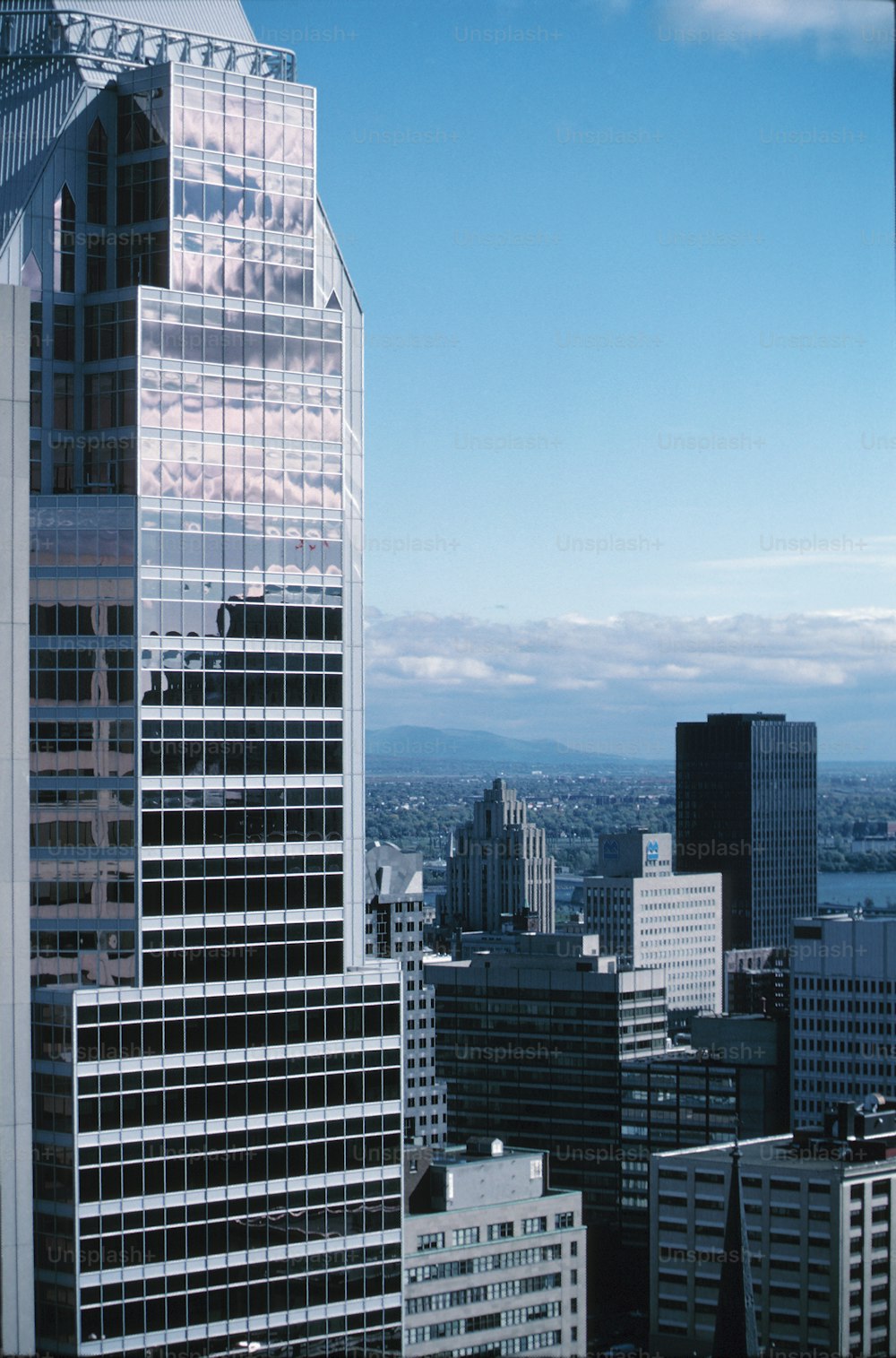 a view of a city from a high rise building