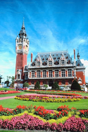 a large building with a clock tower in the middle of it