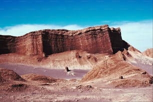 a desert landscape with a mountain in the background