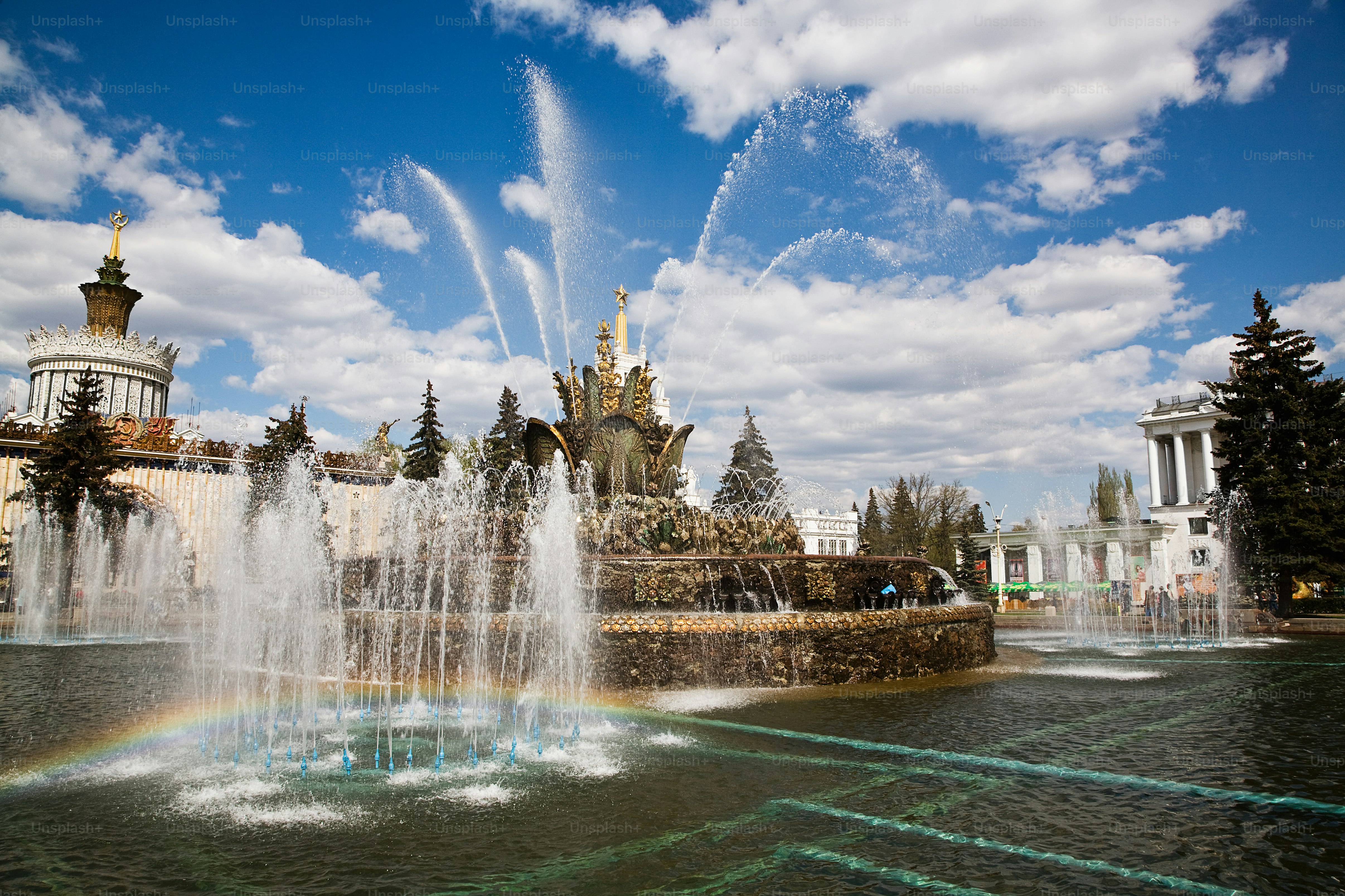 a fountain with water shooting out of it