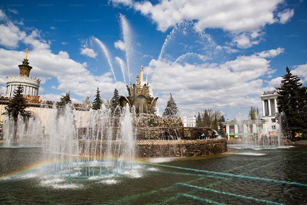 a fountain with water shooting out of it