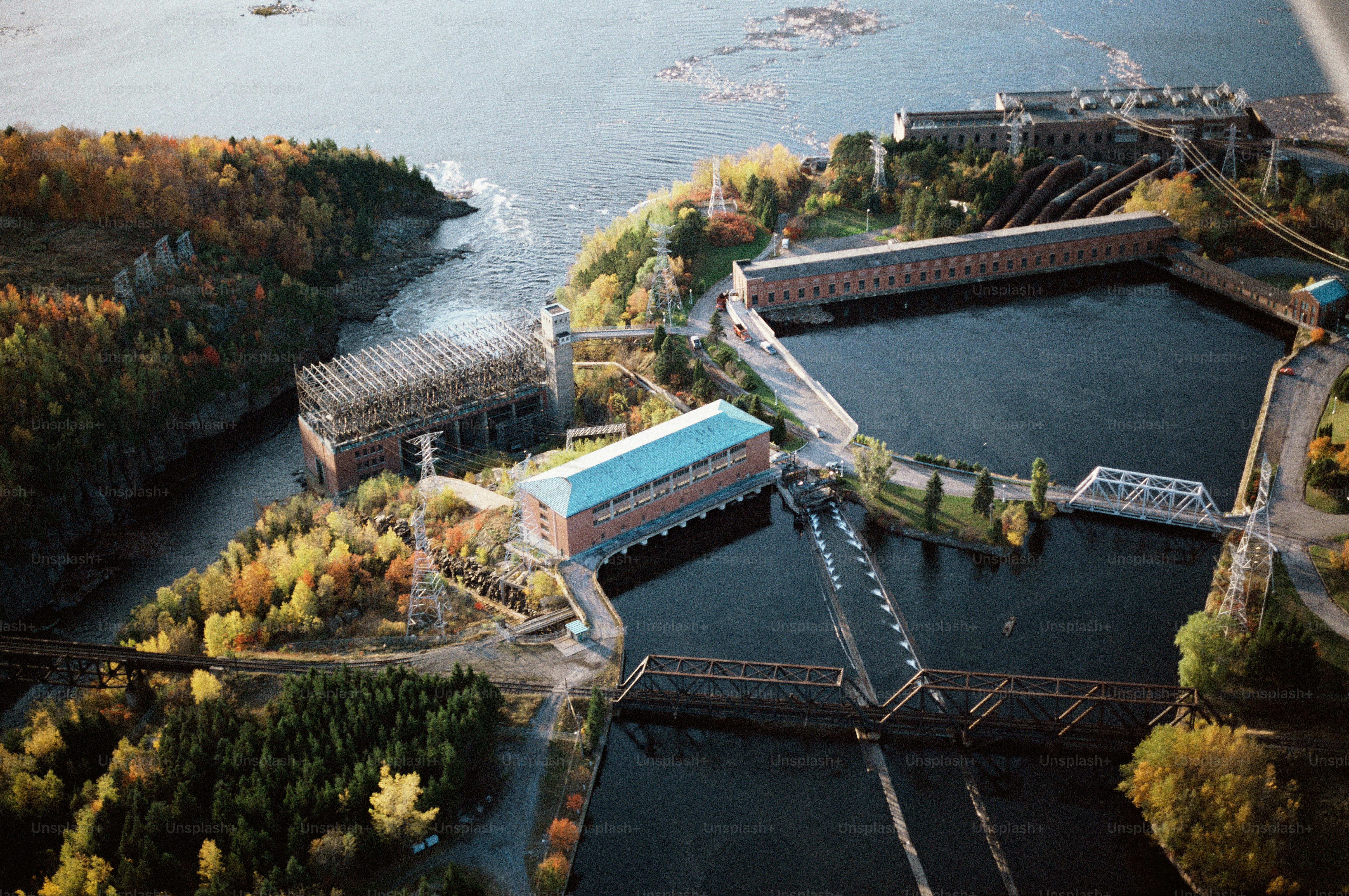 an aerial view of a large body of water