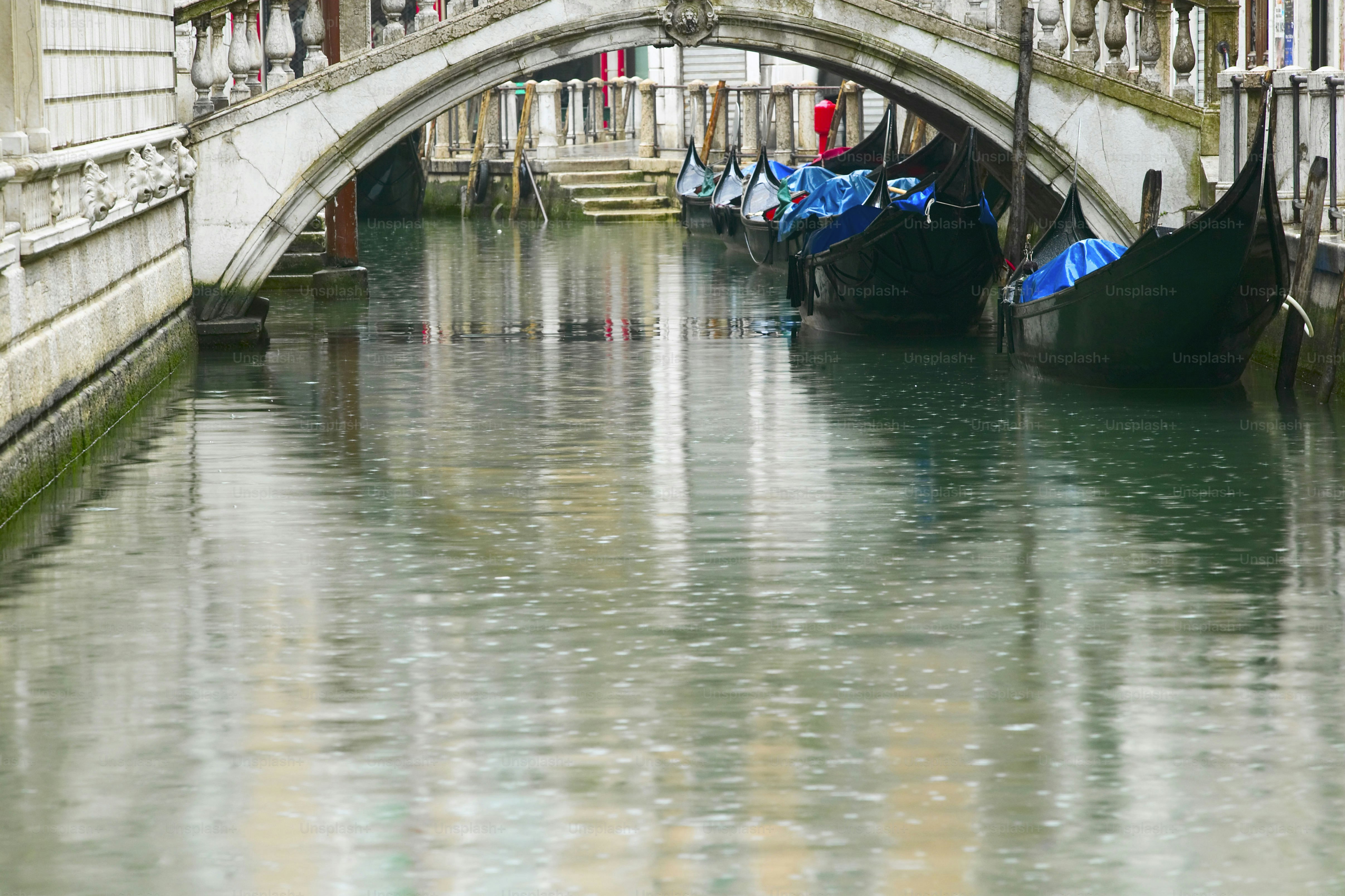 ein paar Boote, die im Wasser liegen