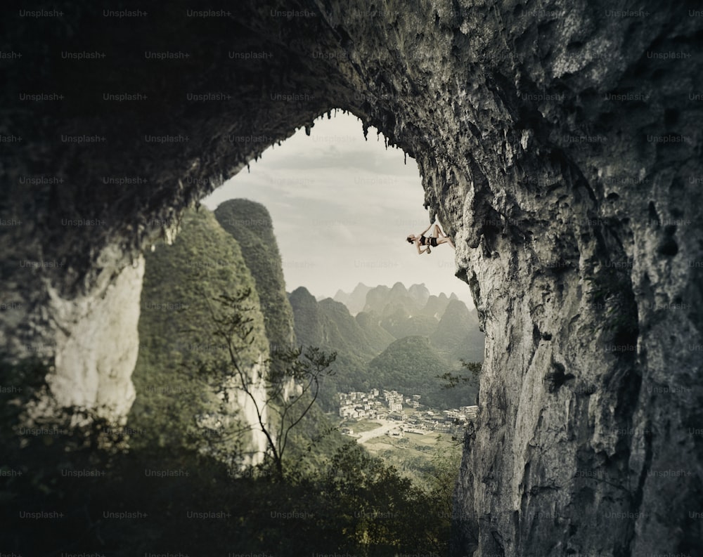 Moon Hill in Yangshuo, Guilin Province, China.