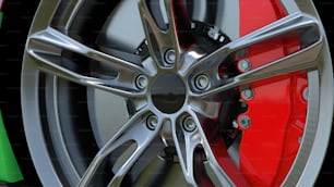 a close up of a wheel on a car