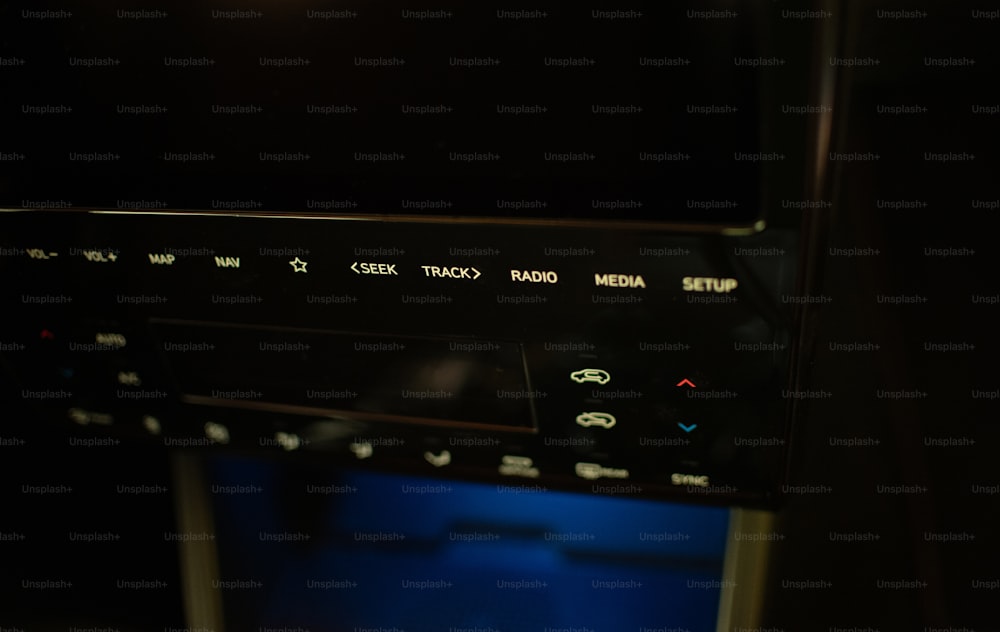 a close up of a microwave in a dark room