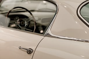 a close up of a car with a steering wheel