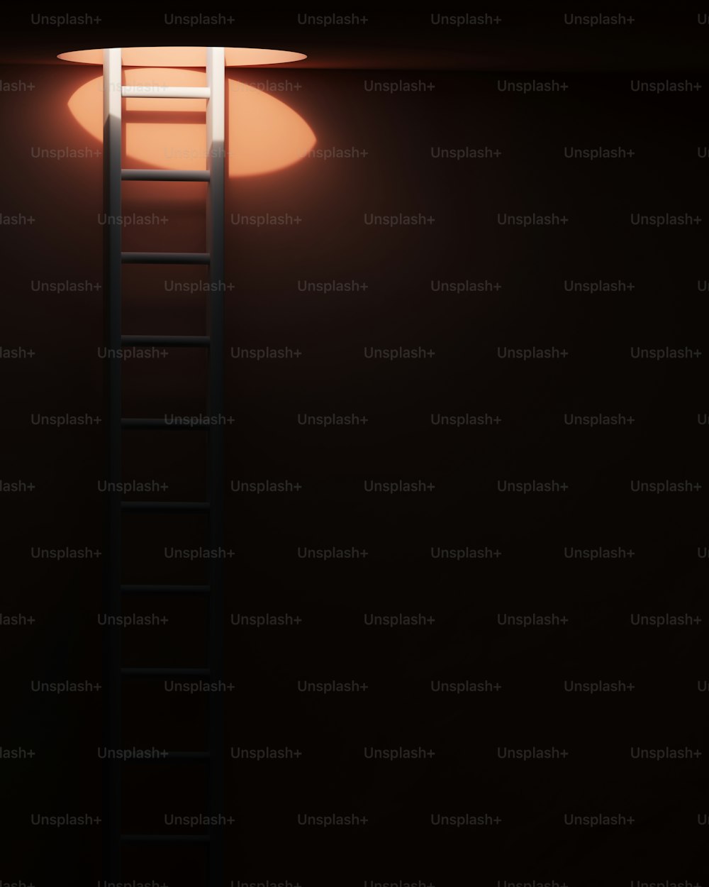 a ladder to a light in a dark room
